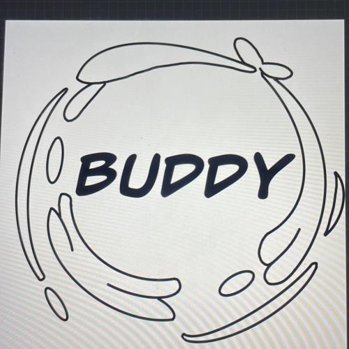 Buddy Logo auf der Rückseite des T-Shirts