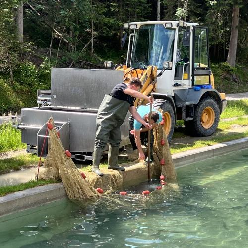 Mitarbeiter der Fischzucht