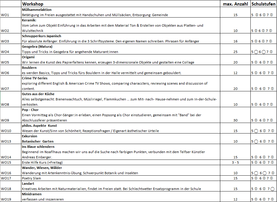 Projekttag Oberstufe