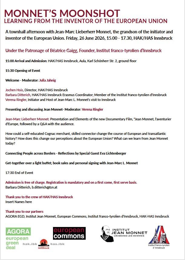 Urheber:in: Hak Innsbruck Programm zu Monnet Event an der HAK Innsbruck
