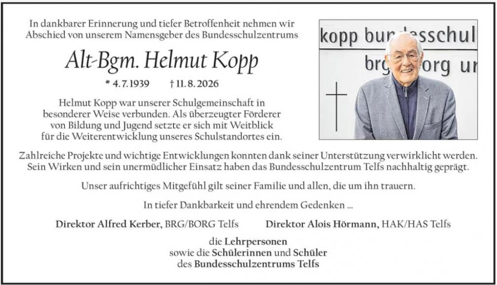 Todesanzeige Helmut Kopp